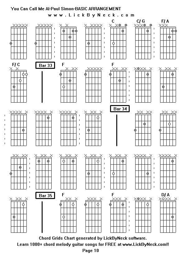 Chord Grids Chart of chord melody fingerstyle guitar song-You Can Call Me Al-Paul Simon-BASIC ARRANGEMENT,generated by LickByNeck software.